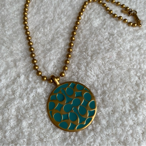 Coach Gold/Teal Pendant (New) - Picture 6 of 6